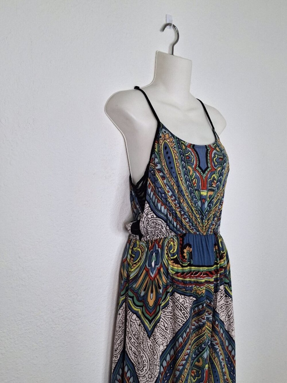 Angie Maxi Dress Sz M Strappy Colorful Boho Festival Sundress Hippie - Picture 4 of 13